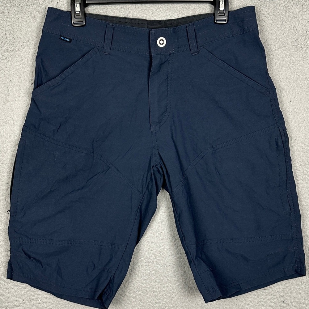 Kuhl Shorts Mens 32 Renegade Navy Blue Stretch Hiking Cargo Outdoor Utility EUC